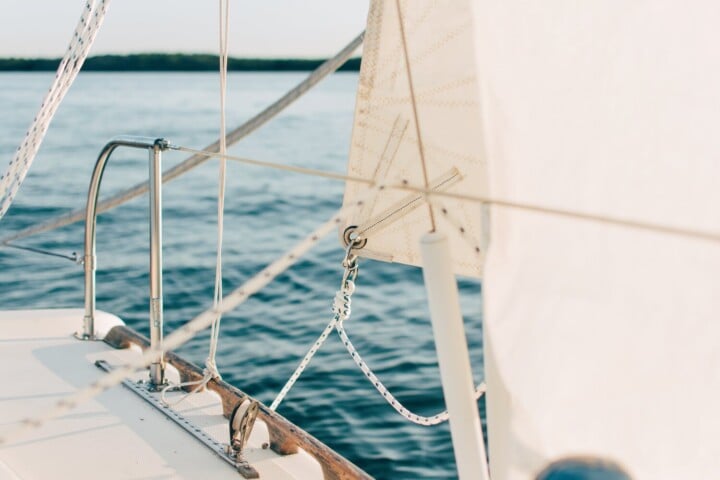 Sails and rigging on Yacht
