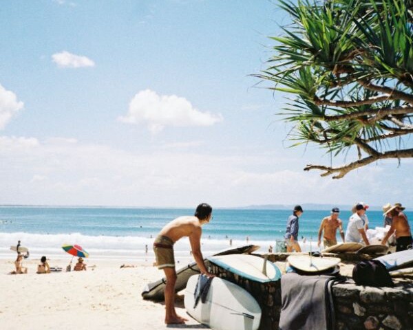 man by noosa beach