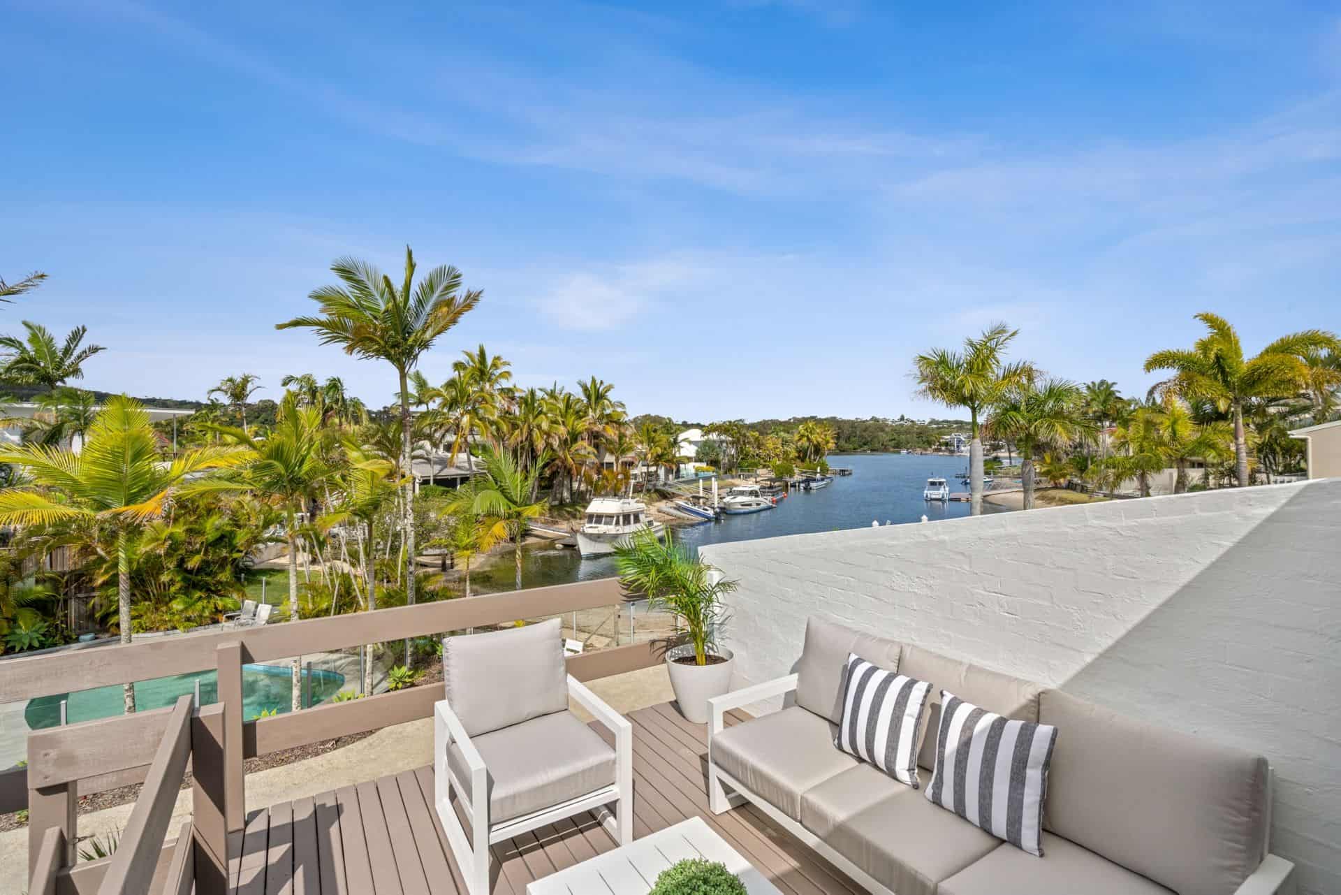 view from deck of waterfront holiday rental